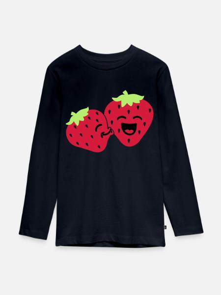 strawberry kiss - Teenager Premium Organic Long Sleeve Shirt - navy