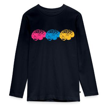 Brains - Teenager Premium Organic Long Sleeve Shirt - navy - Front - AI Model Kid Female (0cm)