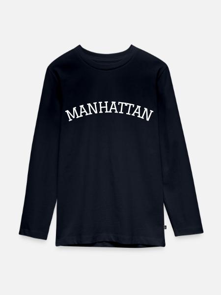 Manhattan full white - Teenager Premium Bio Langarmshirt - Navy