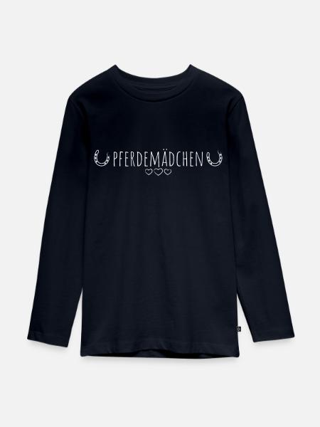 Pferdemädchen - Teenager Premium Bio Langarmshirt - Navy