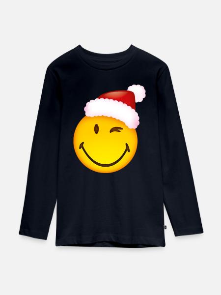 Smiley Santa Claus - Teenager Premium Bio Langarmshirt - Navy