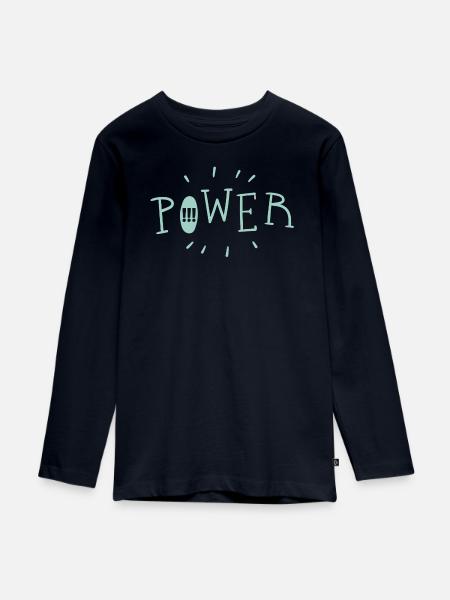 Die Drei !!! Schriftzug Power - Teenager Premium Bio Langarmshirt - Navy