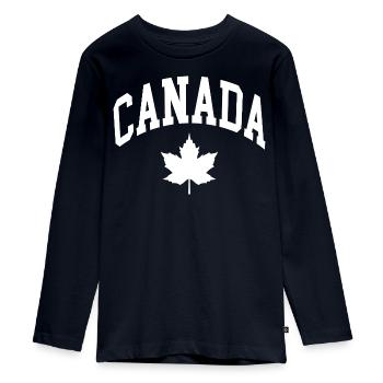Kanada Flagge - Teenager Premium Bio Langarmshirt - Navy - Vorne - AI Model Kid Female (0cm)