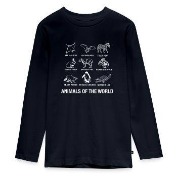 Tiere - Teenager Premium Bio Langarmshirt - Navy - Vorne - AI Model Kid Female (0cm)