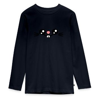 Pâques présente le joli visage de lapin / dents de lapin - T-shirt manches longues Premium Ado - bleu marine - Devant - AI Model Kid Female (0cm)