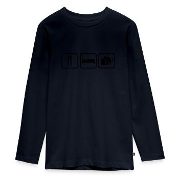 Eat Sleep Work, Essen Schlafen Arbeiten - Teenager Premium Organic Long Sleeve Shirt - navy - Front - AI Model Kid Female (0cm)