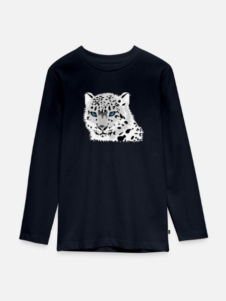 Schneeleopard - Teenager Premium Bio Langarmshirt - Navy