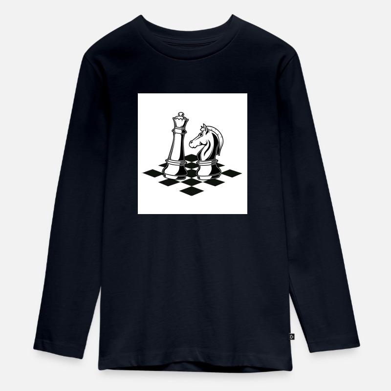 chess Schach groß - Teenager Premium Bio Langarmshirt - Navy