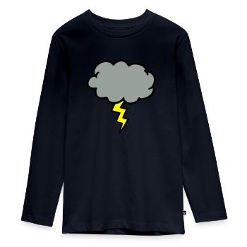 cloud thundercloud lightning thunderbolt - Teenager Premium Organic Long Sleeve Shirt - navy - Front - AI Model Kid Female (0cm)