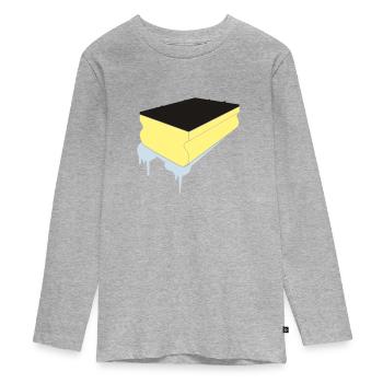 clean_schwamm - Teenager Premium Bio Langarmshirt - Grau meliert - Vorne