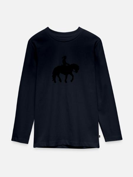 Ponyreiten Mädchen - Teenager Premium Bio Langarmshirt - Navy
