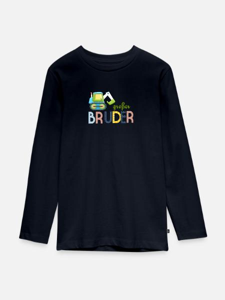 großer Bruder Traktor - Teenager Premium Bio Langarmshirt - Navy