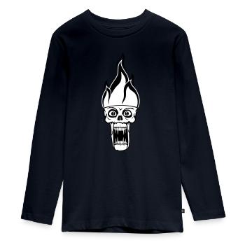 Hoelle monstre mal horreur halloween tête visage - T-shirt manches longues Premium Ado - bleu marine - Devant - AI Model Kid Female (0cm)