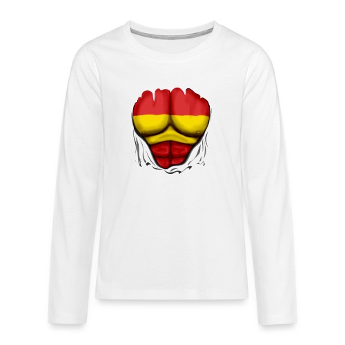 España Flag Ripped Muscles six pack chest t-shirt - Teenagers' Premium Longsleeve Shirt