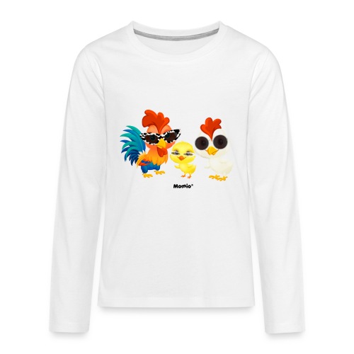 Kurczak - autorstwa Momio Designer Emeraldo. - Koszulka Premium z długim rękawem dla nastolatków