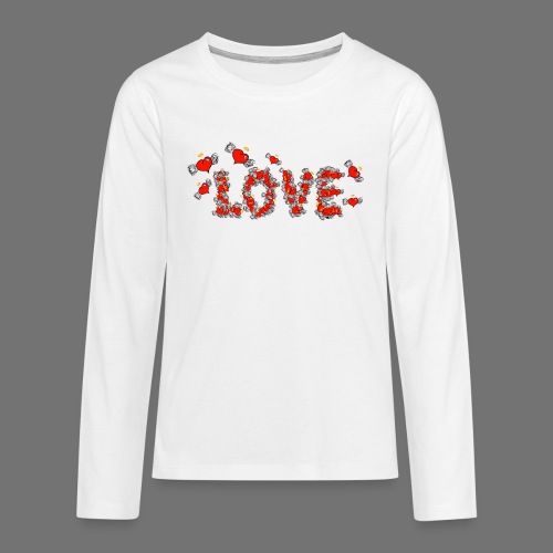 Flying Hearts LOVE - Teenagers' Premium Longsleeve Shirt