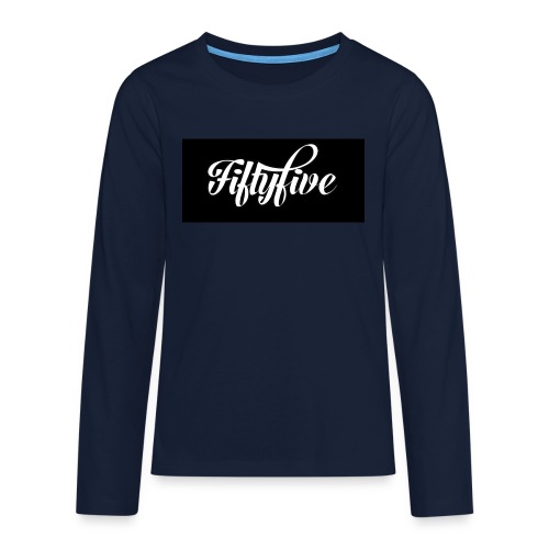 Fiftyfive -teksti valkosita mustalla - Teinien premium pitkähihainen t-paita