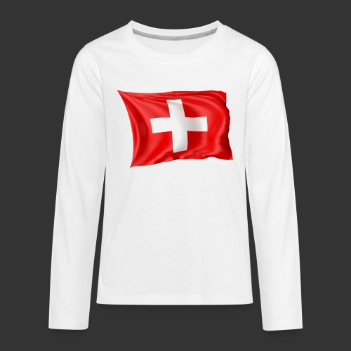 Flaga Szwajcarska Flaga Narodowa - Koszulka Premium z długim rękawem dla nastolatków