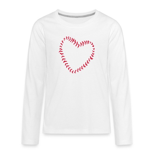 2581172 1029128891 Serce baseballowe szwów - Koszulka Premium z długim rękawem dla nastolatków