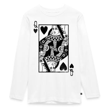 Herz Königin Spielkarte - Teenager Premium Bio Langarmshirt - Weiß - Vorne - AI Model Kid Female (0cm)