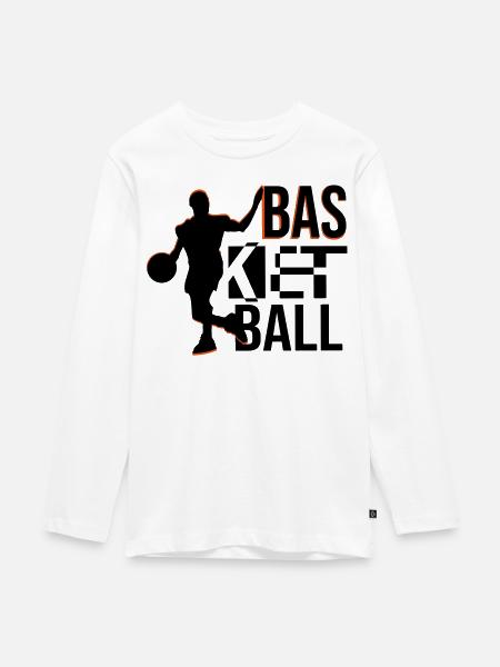 basketball - Teenager Premium Bio Langarmshirt - Weiß