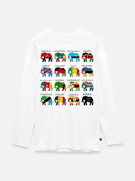 ELEFANTEN AFRIKAS mit Flaggen - Teenager Premium Bio Langarmshirt - Weiß