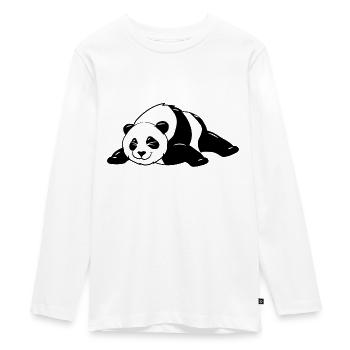 Funny Black And White Cute Panda Bear Dance Dab - Teenager Premium Organic Long Sleeve Shirt - white - Front - AI Model Kid Female (0cm)
