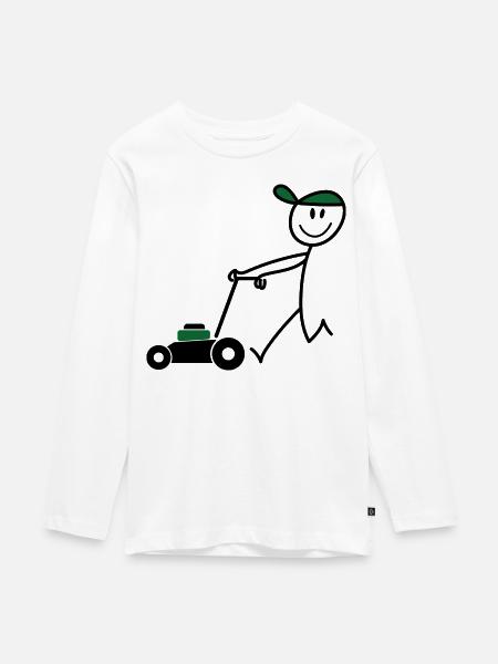 Rasenmäher - Teenager Premium Bio Langarmshirt - Weiß