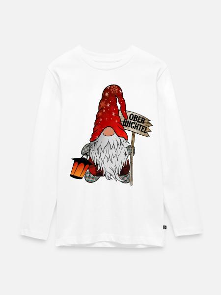 Ober Wichtel Weihnachts Gnom - Teenager Premium Bio Langarmshirt - Weiß