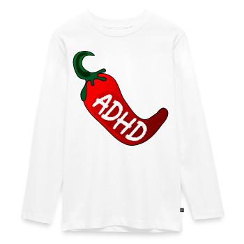 NEUORDIVERSITY ADHD PEPERONI - Teenager Premium Organic Long Sleeve Shirt - white - Front - AI Model Kid Female (0cm)