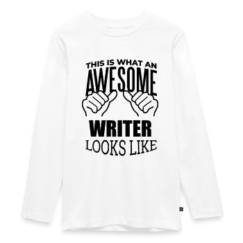 Writer - Teenager Premium Organic Long Sleeve Shirt - white - Front - AI Model Kid Female (0cm)