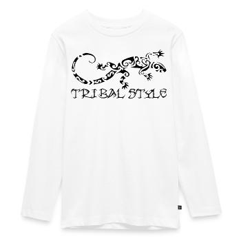 Polynesische schwarze Eidechse - Teenager Premium Bio Langarmshirt - Weiß - Vorne - AI Model Kid Female (0cm)