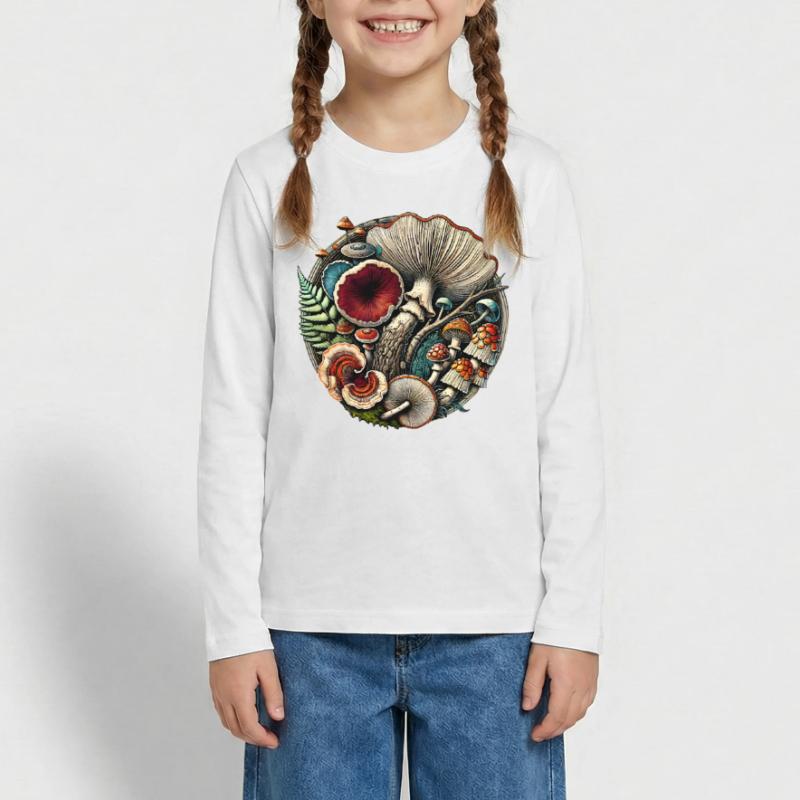 Conception complexe de champignons et d’éléments forestiers T-shirt manches longues Premium Ado
