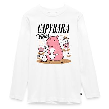 Entspanntes Capybara mit Freunden - Teenager Premium Bio Langarmshirt - Weiß - Vorne - AI Model Kid Female (0cm)