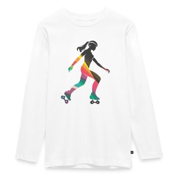 Roller skating girl - Teenager Premium Organic Long Sleeve Shirt - white - Front - AI Model Kid Female (0cm)