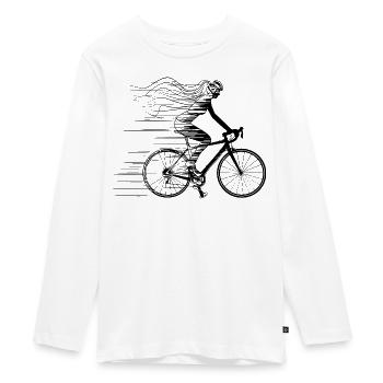 Radfahrerin Line Art - Teenager Premium Bio Langarmshirt - Weiß - Vorne - AI Model Kid Female (0cm)