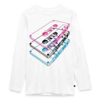 Kassetten 3D – Retro Mixtape Vintage Perspektive - Teenager Premium Bio Langarmshirt - Weiß - Vorne - AI Model Kid Female (0cm)