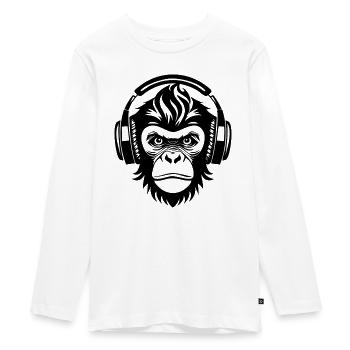 Affenkopf Minimal Linien Art Edition Shirt - Teenager Premium Bio Langarmshirt - Weiß - Vorne - AI Model Kid Female (0cm)