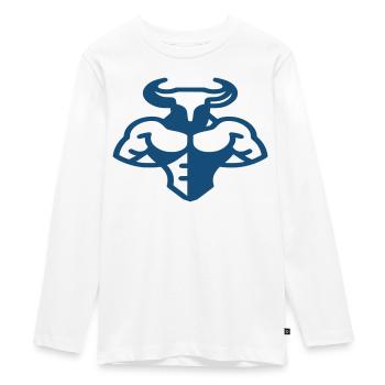 Body Building. Stier. - Teenager Premium Bio Langarmshirt - Weiß - Vorne - AI Model Kid Female (0cm)