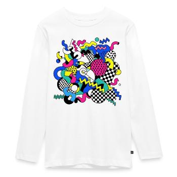 Neon Chaos Pop Art Muster - Teenager Premium Bio Langarmshirt - Weiß - Vorne - AI Model Kid Female (0cm)