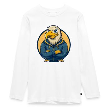 Albatross Kawaii Maskottchen Cartoon Clipart Logo Abzeichen - Teenager Premium Bio Langarmshirt - Weiß - Vorne - AI Model Kid Female (0cm)