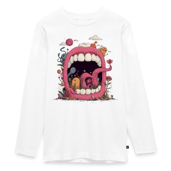 Monde de la Bouche Rose avec des Créatures - T-shirt manches longues Premium Ado - blanc - Devant - AI Model Kid Female (0cm)