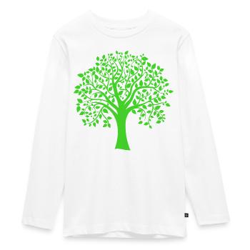 Silhouette à motif d’arbre jumbo vert - T-shirt manches longues Premium Ado - blanc - Devant - AI Model Kid Female (0cm)