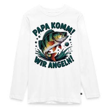 Papa Komm Wir Angeln Fischmotiv - Teenager Premium Bio Langarmshirt - Weiß - Vorne - AI Model Kid Female (0cm)