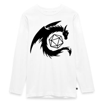Drache mit W20 Würfel - Teenager Premium Bio Langarmshirt - Weiß - Vorne - AI Model Kid Female (0cm)