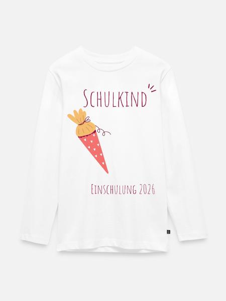 Schulkind Einschulung 2026 personalisierbar - Teenager Premium Bio Langarmshirt - Weiß