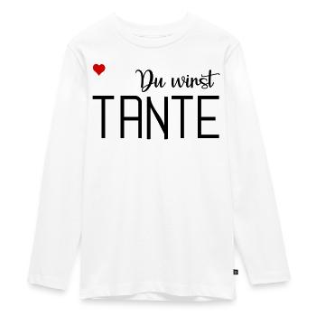 Du wirst Tante - Teenager Premium Bio Langarmshirt - Weiß - Vorne - AI Model Kid Female (0cm)