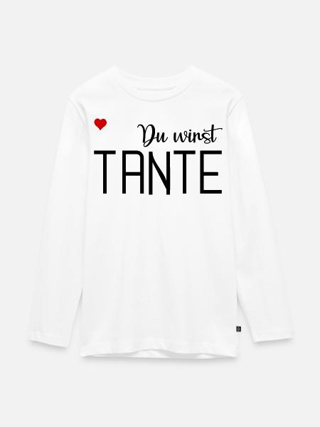 Du wirst Tante - Teenager Premium Bio Langarmshirt - Weiß