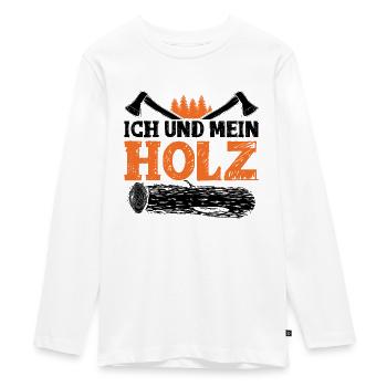 Ich und mein Holz - Teenager Premium Bio Langarmshirt - Weiß - Vorne - AI Model Kid Female (0cm)