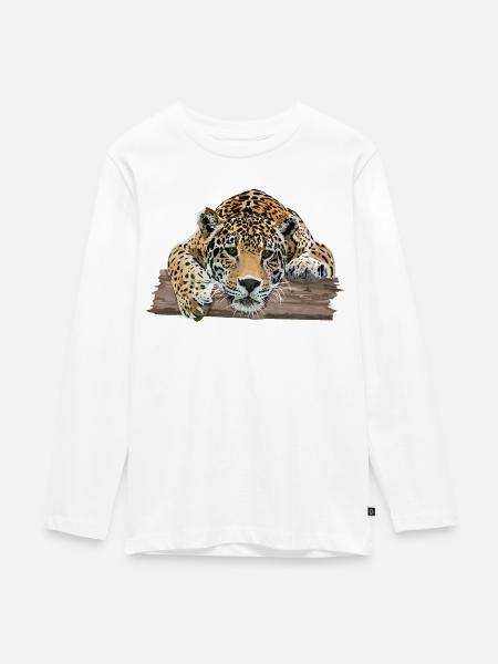 Jaguar - Teenager Premium Bio Langarmshirt - Weiß